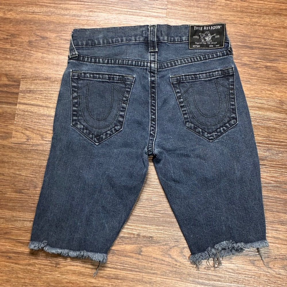 Y2K True Religion Ricky Relaxed Straight Cutoff Denim Shorts Men's 30 Raw Hem